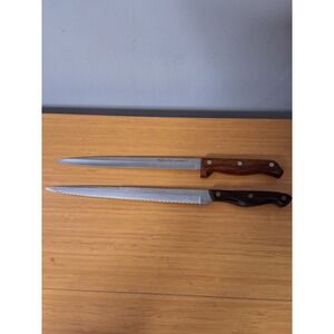 Vintage‎ Pair Of Wooden Handle Knives. Mighty Oak By Imperial & Lifetime Cutlery